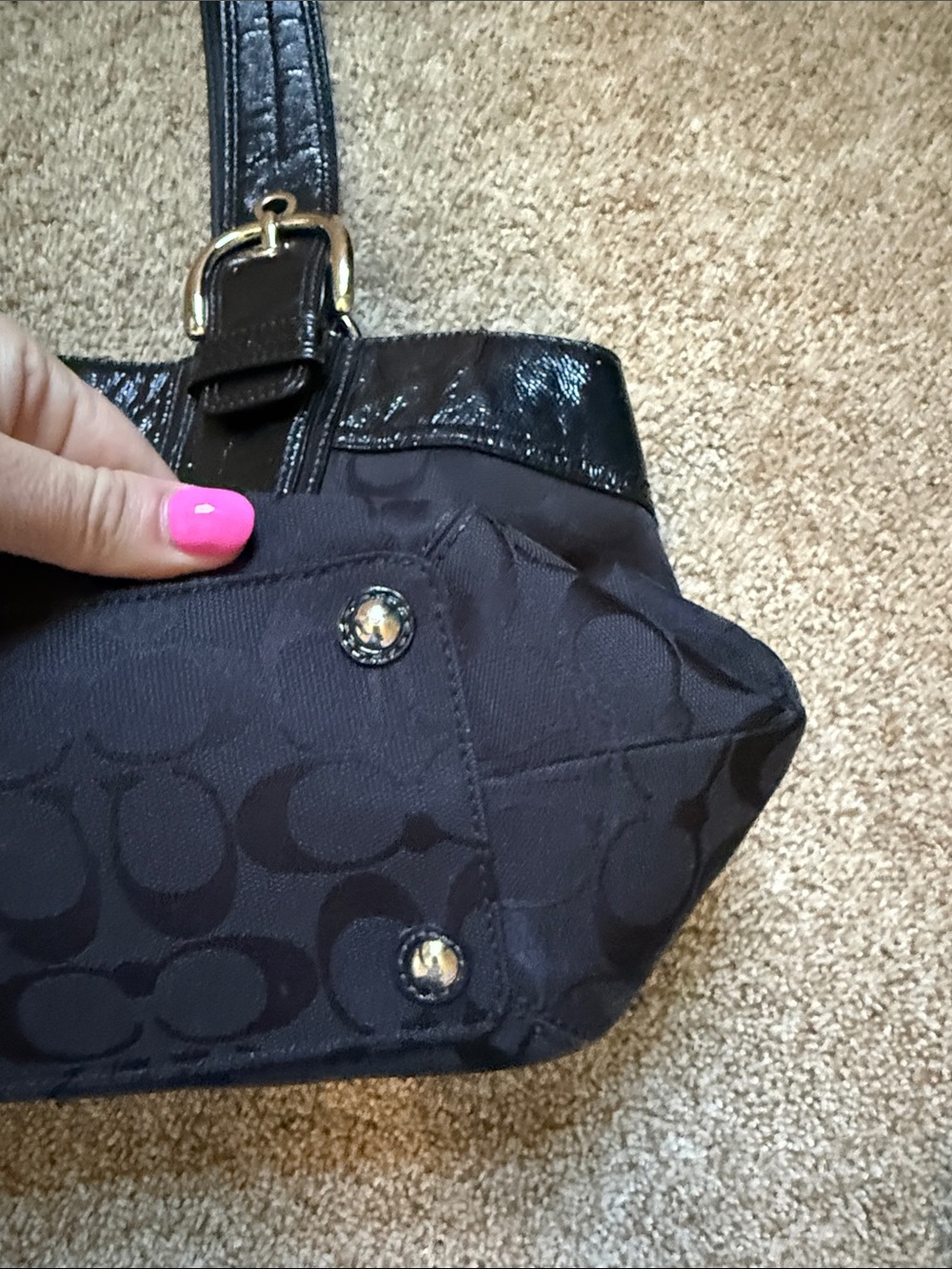 Coach Soho Pleated Signature Tote in Black - Gem
